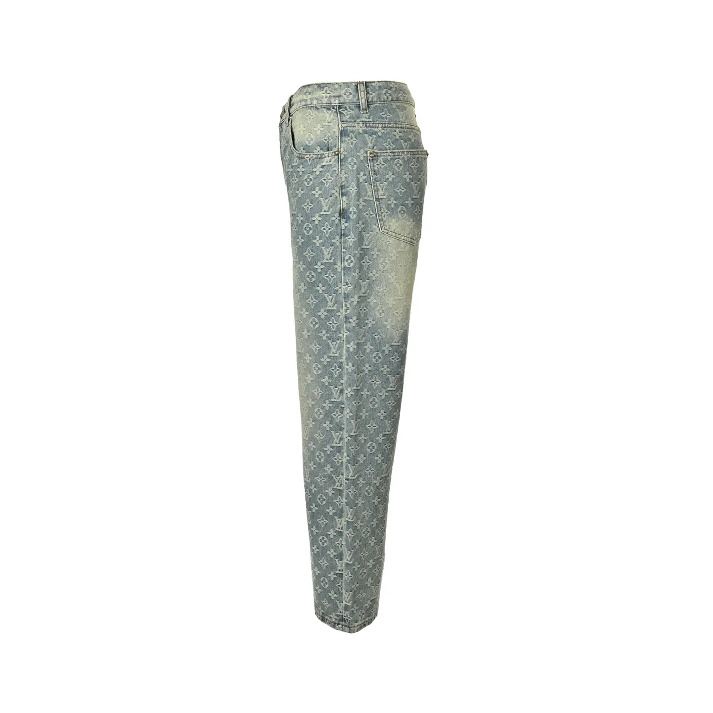Louis Vuitton/Louis Vuitton all-over printed jacquard straight washed jeans